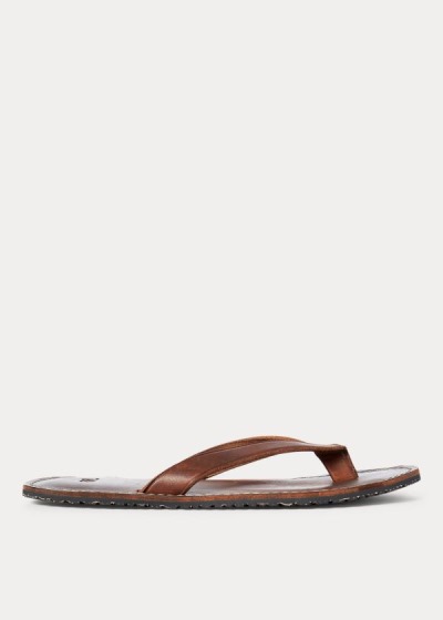 Pánské Sandály Ralph Lauren Kožené Flip-Flop - 80475-HXPL